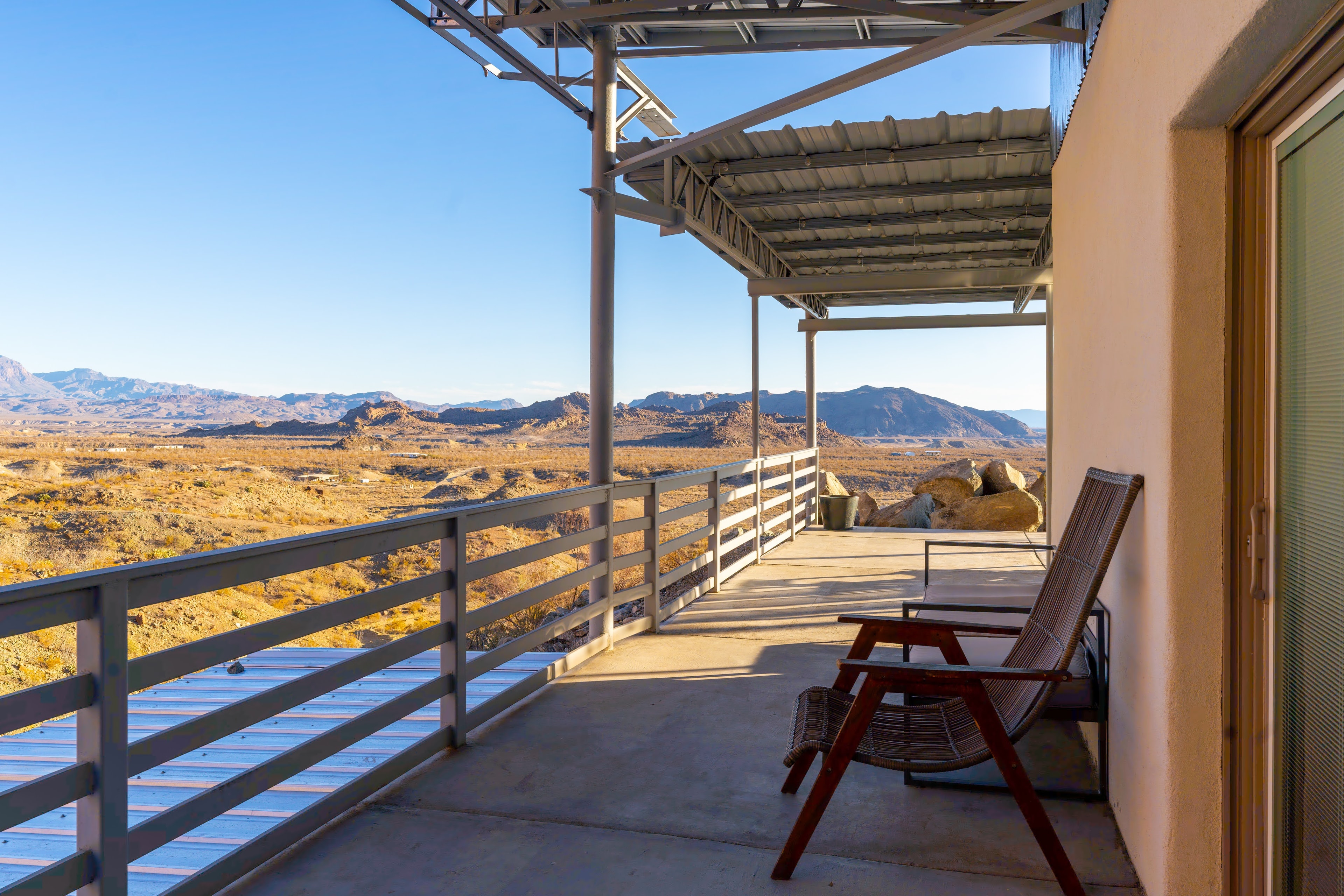 Desert patio with mountain views